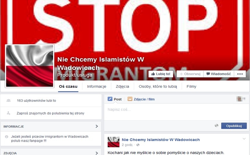 Fot. Facebook/Nie-Chcemy-Islamistów-W-Wadowicach