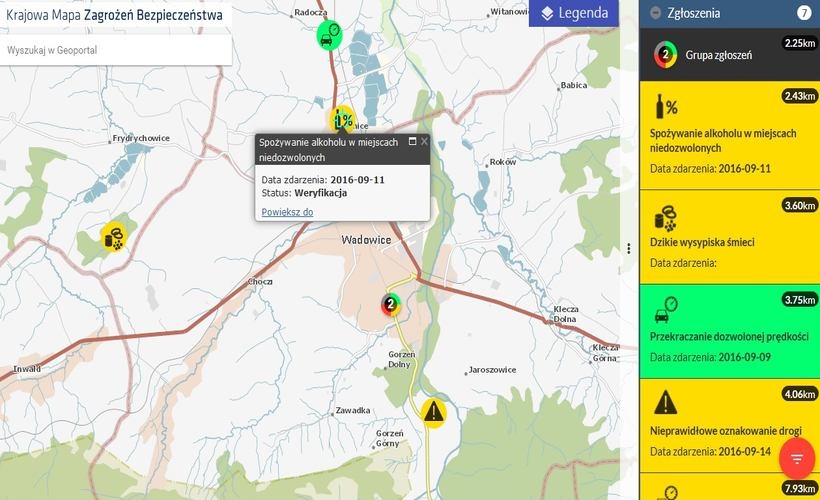 Fot. screen mapy zagrożeń