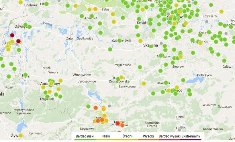 Fot. kadr z mapy Airly