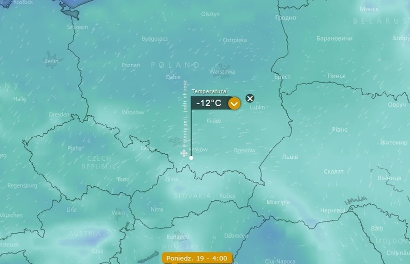 Fot. screen z Windy.com