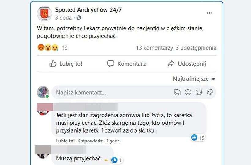 Fot. screen z Facebook/ Spotted Andrychów 24/7