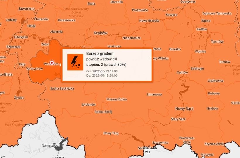 Fot. kadr z map IMGW