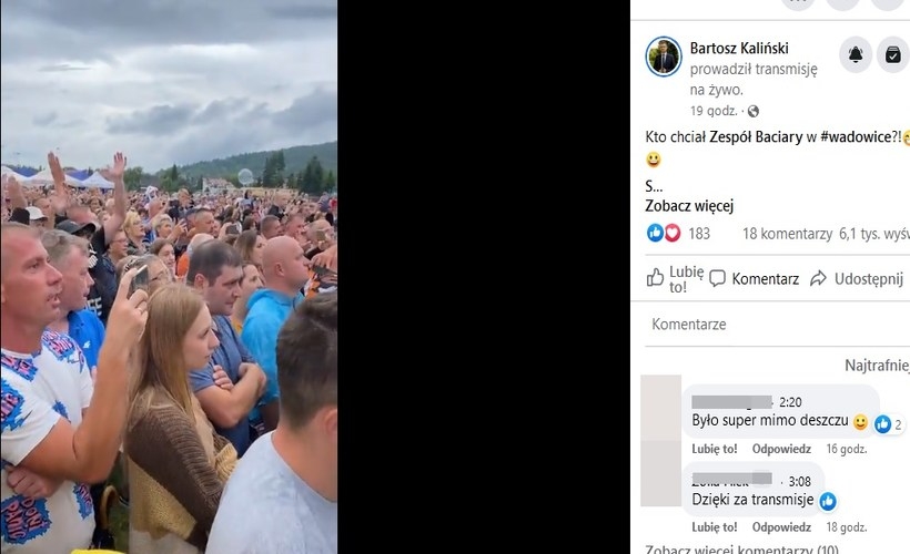 Fot. screen z Facebook/ Bartosz Kaliński
