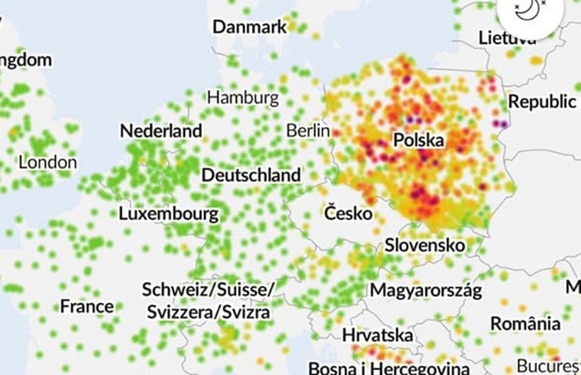 Fot. kadr z mapy Airly