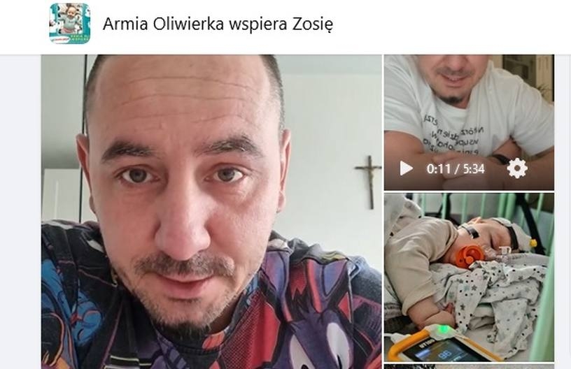 Fot. screen ze strony Facebook/ Armia Oliwierka wspiera Zosię