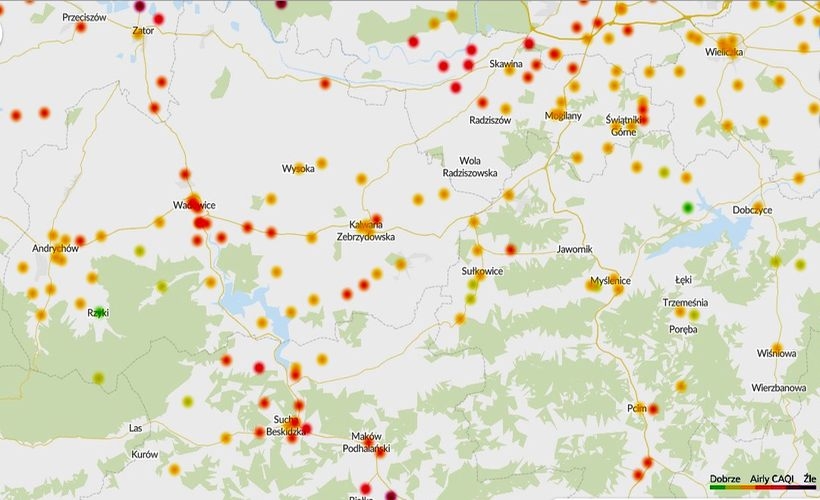 Fot. screen z mapy Airly