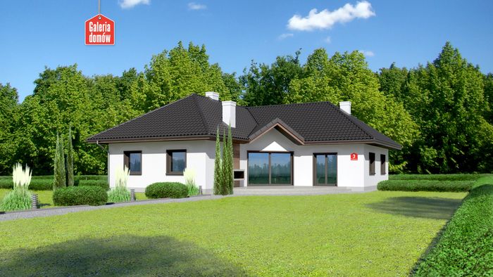 Dom przy Parkowej 3 – projekt domu z zewnętrznym kominkiem